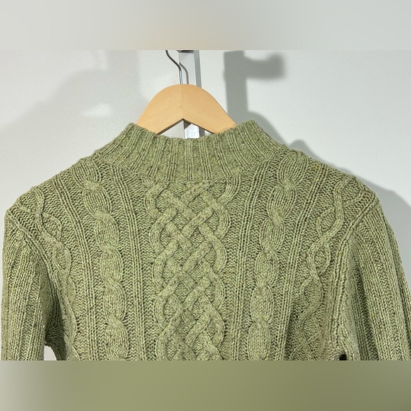 Vintage silk/wool St. John’s Bay Cable Knit Mock Neck Sweater Green | Size Small - Picture 2 of 5